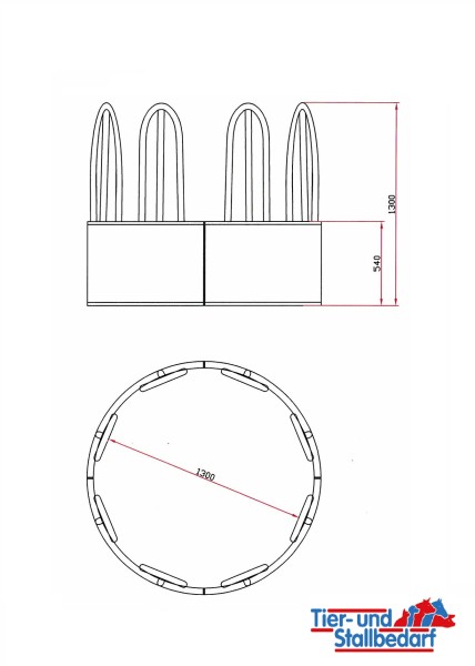 Rundraufe mit Palisadenfressgitter - 8 Fressplätze (Durchmesser 1,3m)