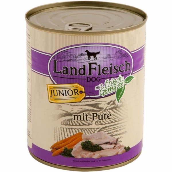 6 x 800 g - Landfleisch Pur Junior Pute mit Frischgemüse