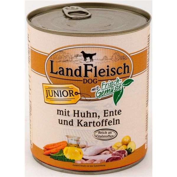 6 x 800 g - Landfleisch Junior Huhn & Ente & Kartoffeln mit Frischgemüse