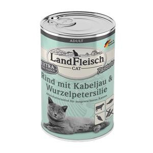 6 x 400 g - Landfleisch Cat Adult Pastete Rind, Kabeljau, Wurzelpetersilie -