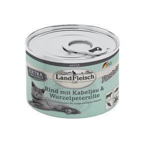 6 x 195 g - Landfleisch Cat Adult Pastete Rind, Kabeljau, Wurzelpetersilie