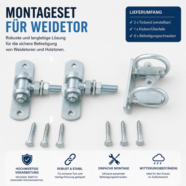 Montageset für Weidetore, Weidetorbefestigung