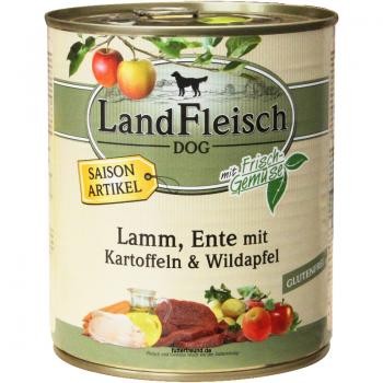 6 x 800 g - Landfleisch Pur Lamm & Ente & Kartoffeln &Wildapfel