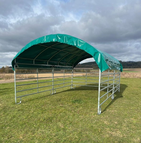 Rundbogen Weidezelt 6x3,6m (vorne offen)