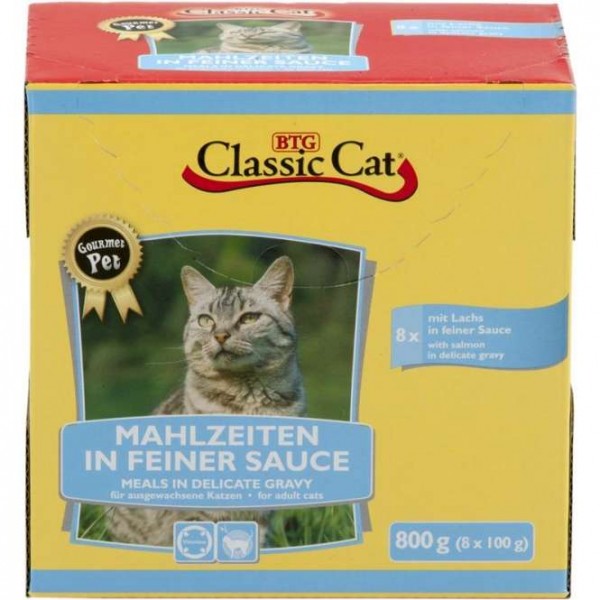 8 x 100 g - Classic Cat Mahlzeit in feiner Sauce mit Lachs & Forelle, Pouchbeutel