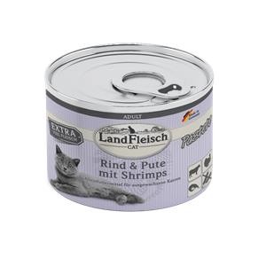 6 x 195 g - Landfleisch Cat Adult Pastete Rind, Pute & Shrimps